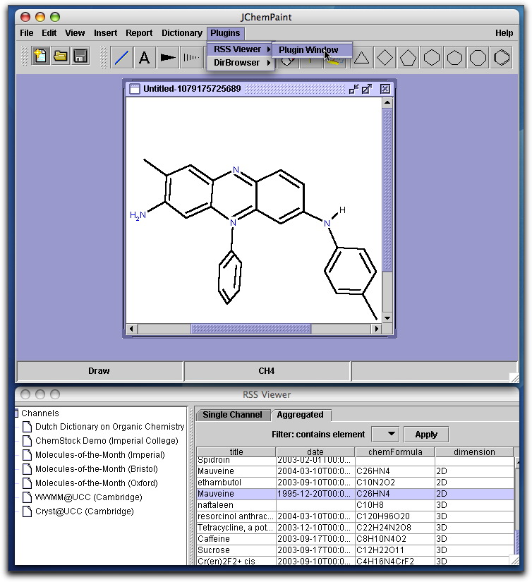 JChemPaint with RSS browser window