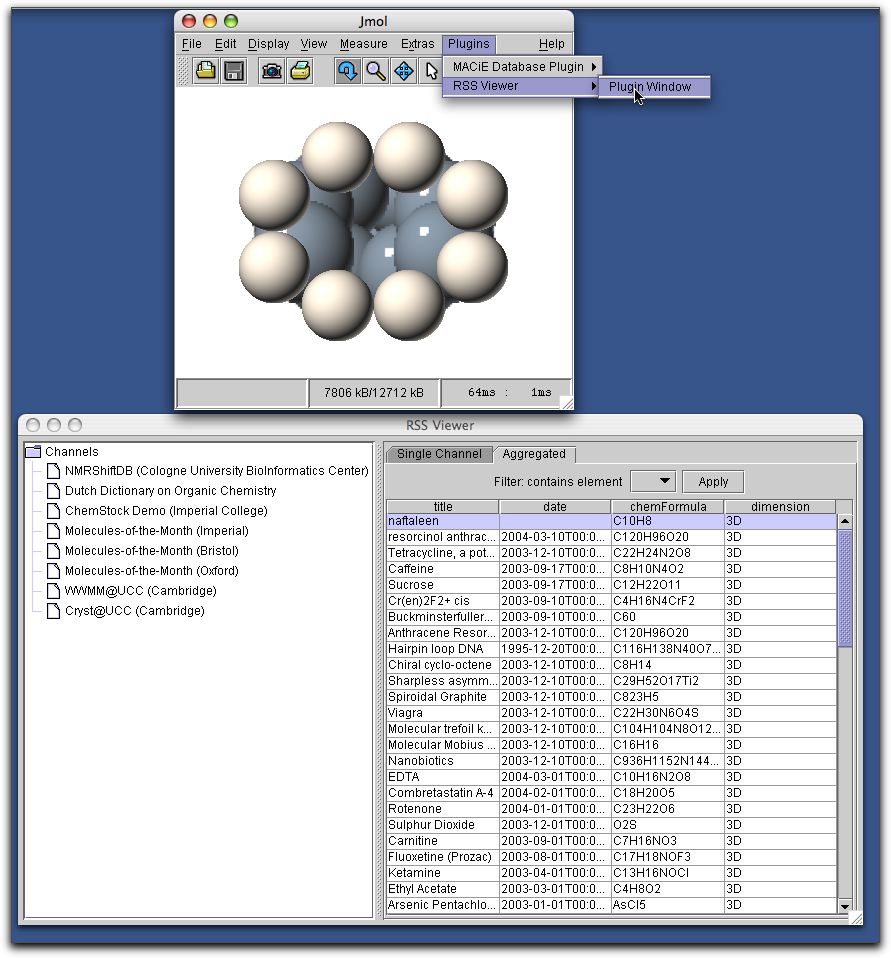 JMol with RSS browser window